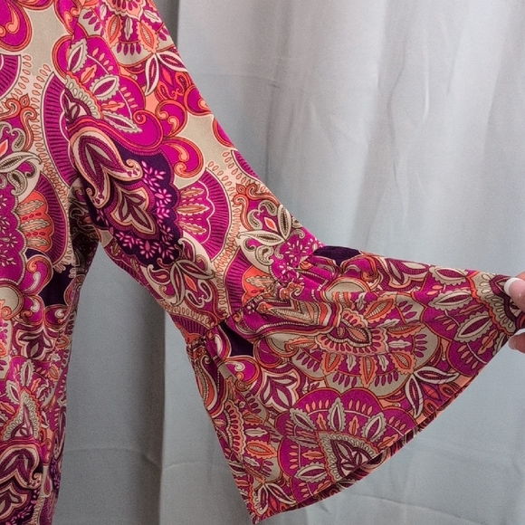 Chico'sโ Pink Boxy Blouse with Bell Sleeves - Picture 5 of 7